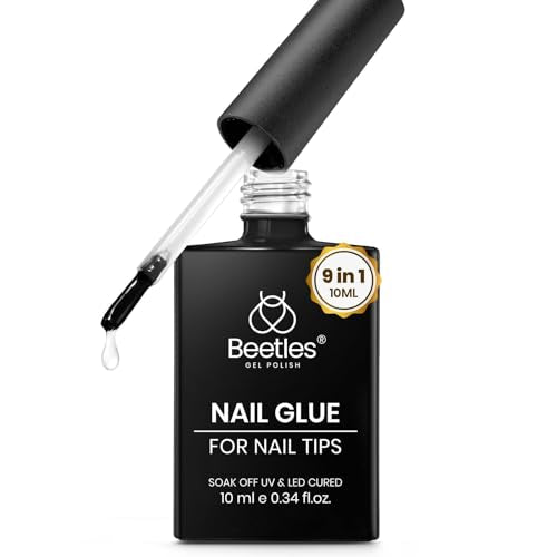 beetles Gel Polish 9 in 1 Nail Glue Gel for Nails Tips 10ml Long Lasting Uv Nail Glue for Acrylic False Nail Tips Base Coat Blooming Nail Gel Led Lamp Required