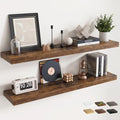 Marsmiles Rustic Brown 48 Inch Floating Wall Shelves 2-Pack, 8"D Wood Grain Bathroom & Home Storage