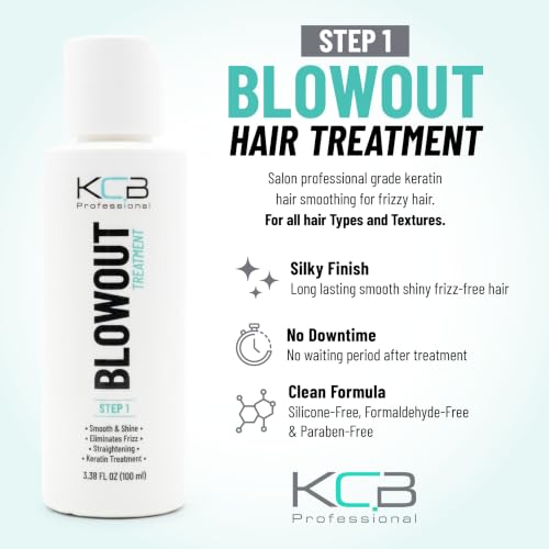 KCB Professional Keratin Hair Treatment - Frizz Control & Straightening, Formaldehyde-Free, All Hair Types, 3.38 Fl Oz