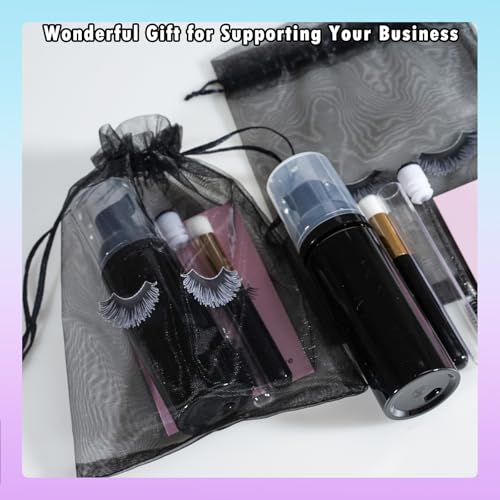 50PCS Lash Shampoo Bottles & Brush Set for Eyelash Care - Black