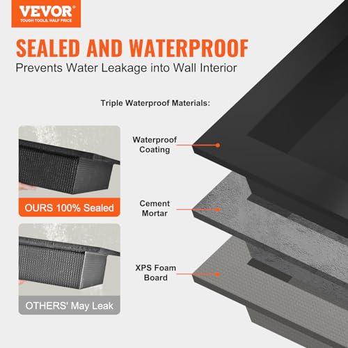 16x50 Inch Waterproof Shower Niche with Single Shelf Wall-Inset Recessed Organizer Black
