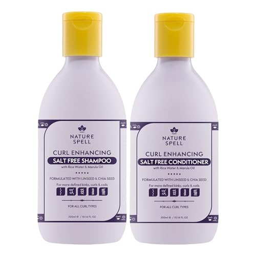 Nature Spell Curl Shampoo & Conditioner Set for Curly Hair – Rice Water & Linseed