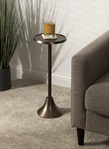 Kate and Laurel Sanzo Modern Pedestal Drink Table — 9x9x23, Bronze Hammered Iron