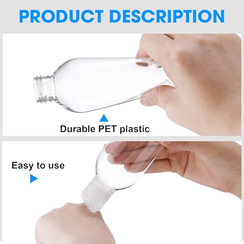 Eccliy 48 Pack 8oz Empty Plastic Squeeze Bottles with Disc Caps Travel Containers Refillable Plastic Empty Bottles with Caps for Shampoo, Lotions, Liquid Body Soap, Creams (Clear)