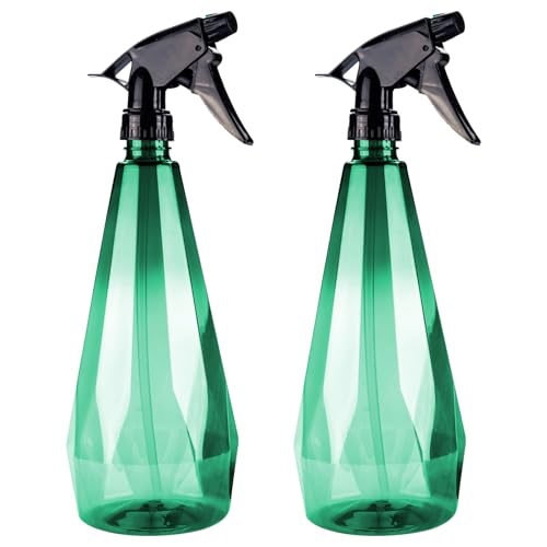 Plastic Spray Bottle Set - 33.8oz 2 Pack, Mister Spray Bottle, Clean for Hair and Durable Nozzle for Plant Watering, Car Detailing, and More.