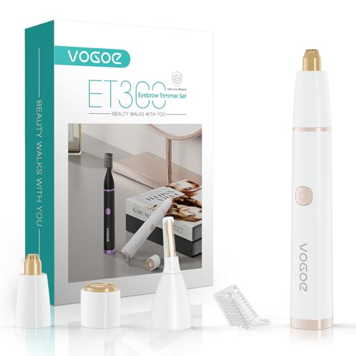 Eyebrow Trimmer for Women, 3-in-1 Electric Eyebrow Razor & Facial Hair Remover, Painless Rechargeable & Portable for Brows, Peach Fuzz, Lips and Chin (White)