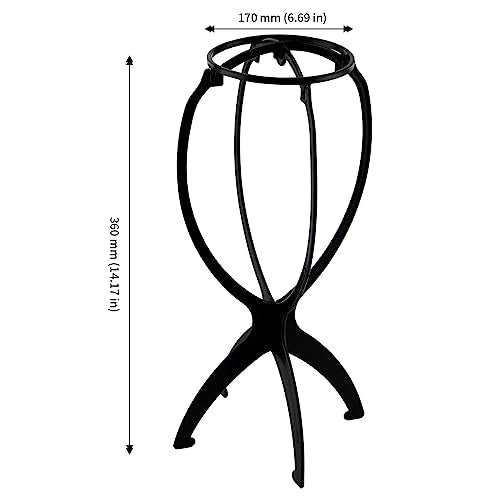 Portable Plastic Wig Stand Holder 14.2 Inch Black Travel Wig Display Rack Set of 30