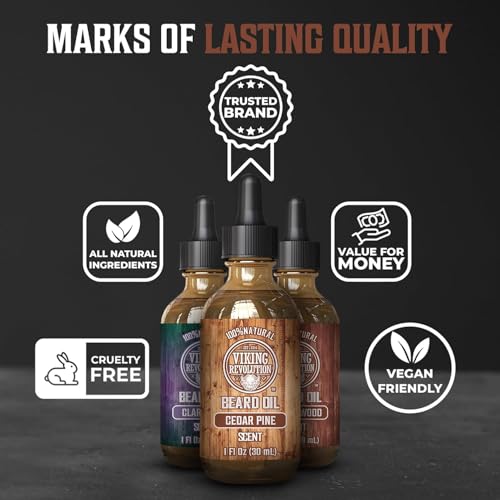 Beard Oil Set - 3 Pack with Sandalwood, Cedar & Pine, Clary Sage - 1 oz Each