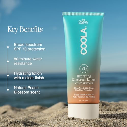 SPF 70 Sunscreen Lotion with Peach Blossom Scent - Hydrating & Antioxidant-Rich, 5 oz