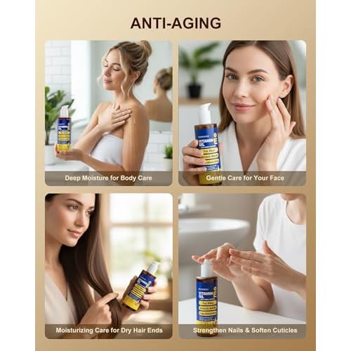 Pure Vitamin E Oil for Skin 10 fl oz, Organic Lightweight Vitamin E Oil for Scar, Stretch Marks, Fast-Absorbing Body Oil Moisturizing and Firming Skin, Cold Pressed-300ml