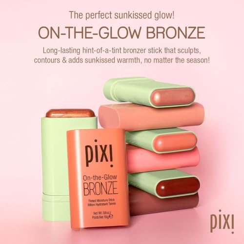 Pixi On-the-Glow Bronze - SoftGlow, Hydrating Tinted Moisture Bronzer Stick with Ginseng, Aloe Vera & Fruit Extracts, For Cheeks & Lips, 19g / 0.6oz, Paraben-Free