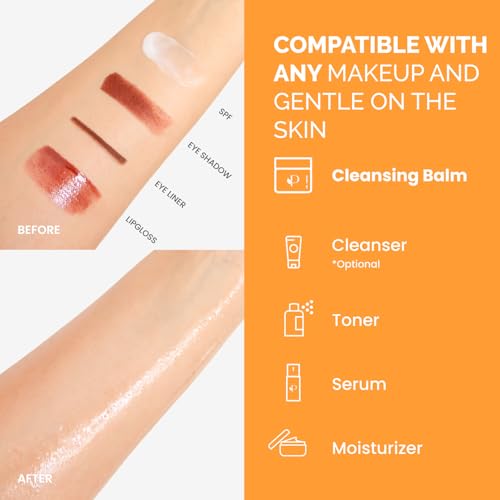 PLANTIFIQUE Korean Cleansing Balm Makeup Remover with Mango, Hyaluronic Acid, and Ceramide - Nourishing Melting Cleanser for All Skin Types, 1.41 oz / 40 g