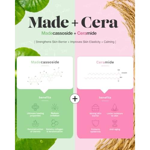 SKINRxLAB Made Cera Cream - Acne & Redness Relief Face Moisturizer, Sebum Control, Improving Skin Barrier with Ceramide and Madecassoside, Anti-Aging and Pore Minimizing Face Cream, 1.69 + 0.5 fl.oz.