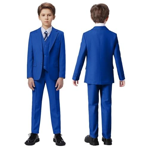 Boys Suits 5 Piece Slim Fit Suit for Kids Formal Ring Bearer Suits