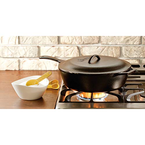 Lodge 5 Quart Pre-Seasoned Cast Iron Deep Skillet with Lid - Versatile Cookware