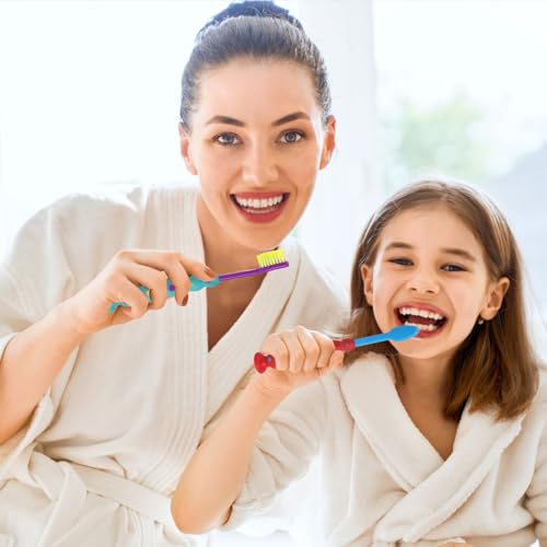 Kids Toothbrush Soft Bristles Candy Design 100 Pack with Travel Covers - Variation of Candy