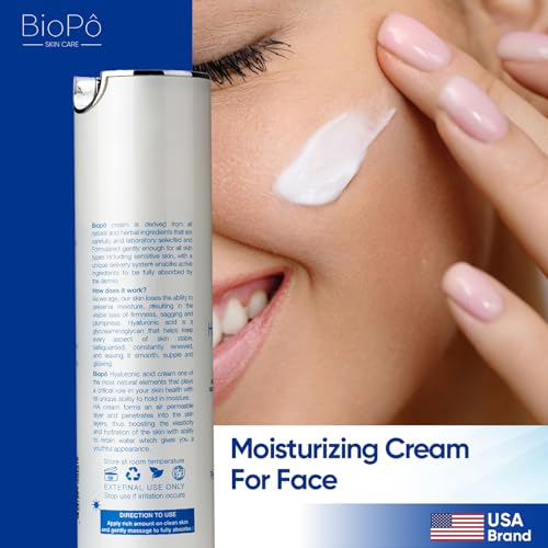 Hyaluronic Acid Face Moisturizer with Hyaluronic Acid ? 50 ml Hydrating Cream for Face, Restores Natural Moisture, Reduces Wrinkles & Firming, ? Made in USA