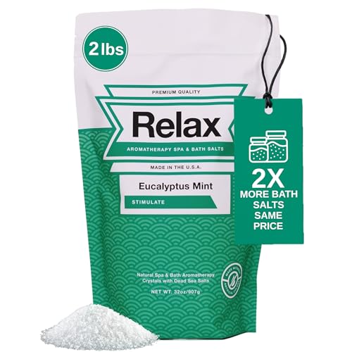 Eucalyptus Mint Bath Salts 2lb - Relax Spa & Bath Magnesium & Epsom Soak