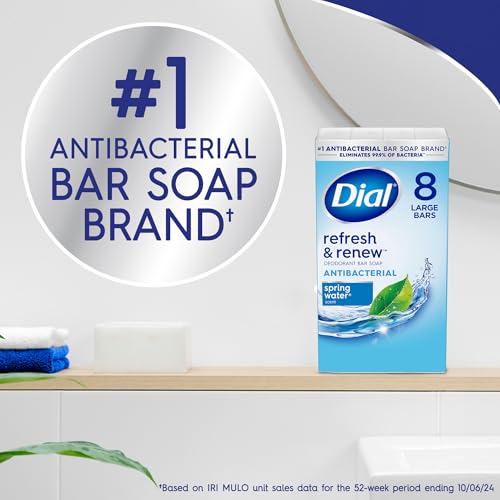 Dial Antibacterial Bar Soap, Spring Water, 32 Bars, 8 Count (Pack of 4)