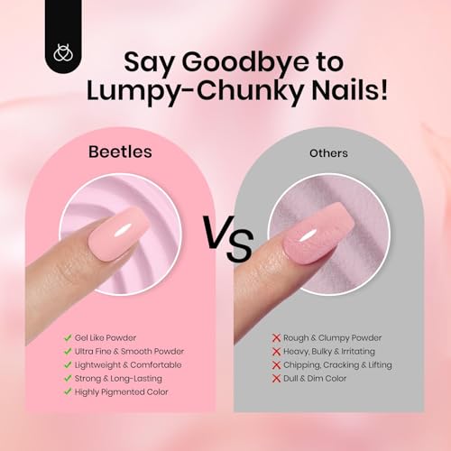 Beetles Pink Dip Powder Nail Kit 6 Color Nude Pink Brown Dip Nails Powder Starter Kit All Season Nail Dip Powder Kit No Need Nail Lamp DIY Salon at Home Valentines Gift for Women