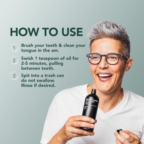 Terra & Co Brilliant Black Charcoal Oil Pulling Mouthwash 6.75 oz (Black Oil Pulling)