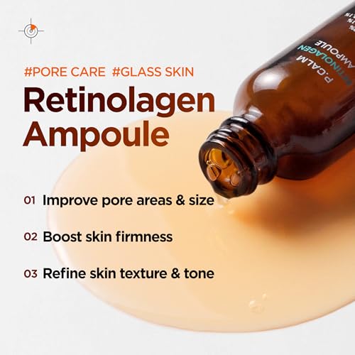 P.CALM Retinolagen Ampoule ? Retinol & Vegan Hydrolyzed Collagen for Pore Tightening, Wrinkles, and Fine Line Care, Korean Glass Skin (30ml / 1.01 fl.oz)
