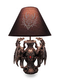Zeckos Gothic Dragon Table Lamp with Black Fabric Shade - 19 Inch Decor