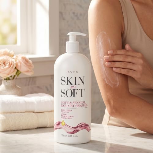 AVON Skin So Soft Soft & Sensual Body Lotion 33.8 Fl Oz with Pump - Pack of 1
