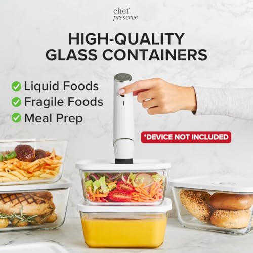 Large Set of Glass Vacuum Seal Food Storage Containers - 3 Pieces
