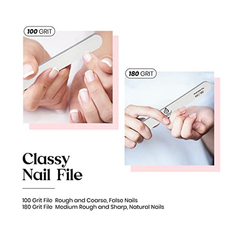 Beetles 10 PCS Professional Nail File Set, Double Sided Emery Board 100/180 Grit Nail Files Manicure Tools Kit for Home and Salon Use Acrylic False Nails