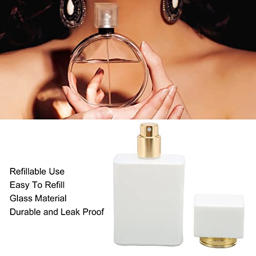 Perfume Atomizer Bottle Refillable Empty Glass Perfume Bottle, 2Pcs Empty Glass Perfume Bottle Large Capacity Golden Nozzle Glass Perfume Bottle Atomizer White 30Ml Refillable Empty Spray Perfume
