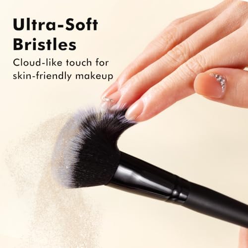 Professional Makeup Brush Set with Holder - 19 Pcs, Synthetic Bristles, Travel Friendly