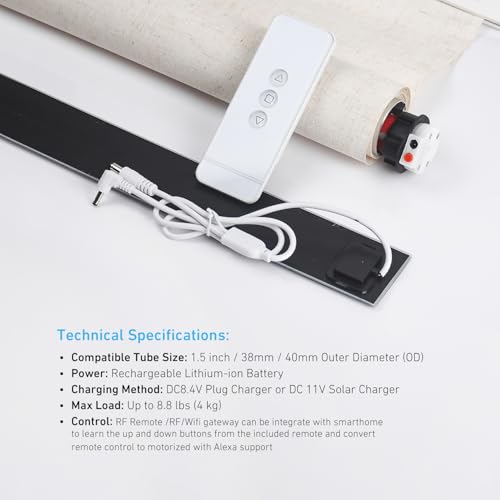 Battery Roller Shade Motor ERB25 for 1.5 Inch/38mm Tube DIY Electric Blinds - Bare Motor, Variation 38mm(1.5") Tube