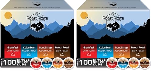 Roast Ridge Variety Pack Coffee Pods for Keurig - 100 Count, 4 Flavors, Light to Dark Roast