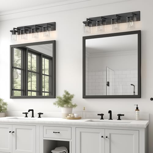 Black Square Bathroom Vanity Light - 4 Lights Modern Over Mirror Fixture - Variation of THIS listing