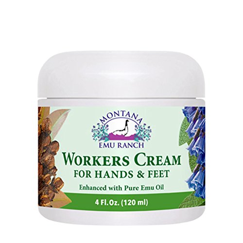 Worker's Hand and Foot Cream with Emu Oil - 4oz Moisturizer for Extreme Weather