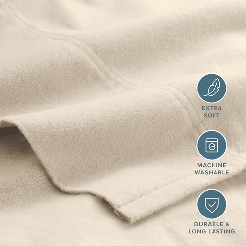 Bare Home Queen Flannel Sheet Set - 100% Cotton, Sand, 08 Variation