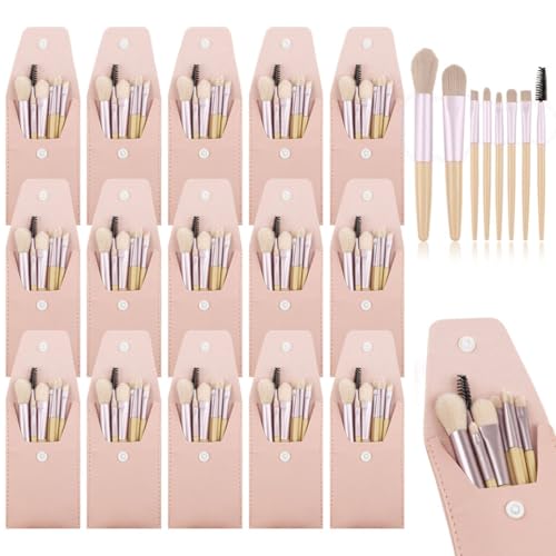 Travel Size Makeup Brush Set - Ivory Beige, 15 Pieces, Portable Gift