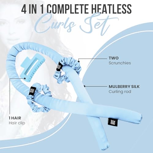 Heatless Curling Rod Set with Mulberry Silk - Blue Variation