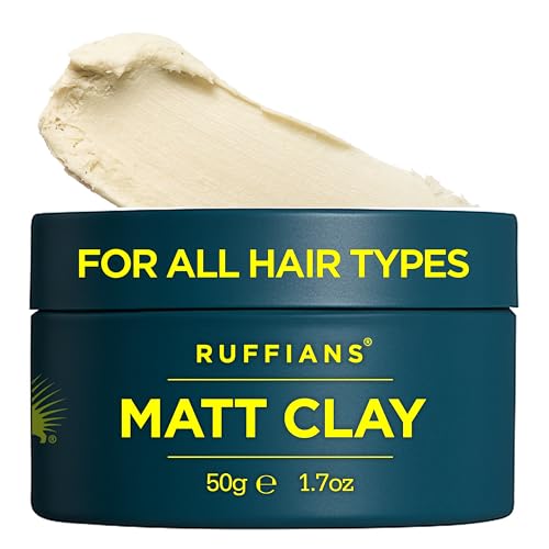 Ruffians Matte Hair Clay 1.7 Oz - Strong Hold, Natural Finish, Vegan, All Hair Types (Pack of 1)