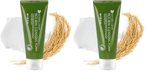 MIZON Rice Real Cleansing Foam 150ml x2 - Gentle Exfoliating Hydrating Skincare