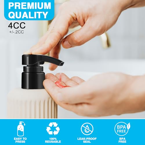 DupakSYS 20 Pack Shampoo Pump Dispenser for 33.8 oz Liter Bottles Black & White