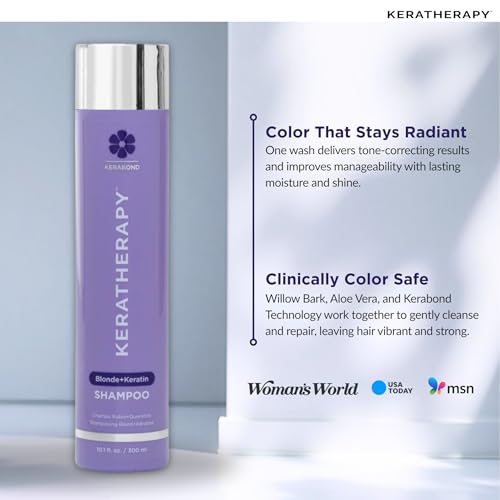 KERATHERAPY Keratin Infused Totally Blonde Violet Toning Shampoo, 10.1 fl. oz., 300 ml - Violet Shampoo for Blonde Color Treated Hair, Brassy, Silver, & Highlighted - Sulfate & Paraben Free