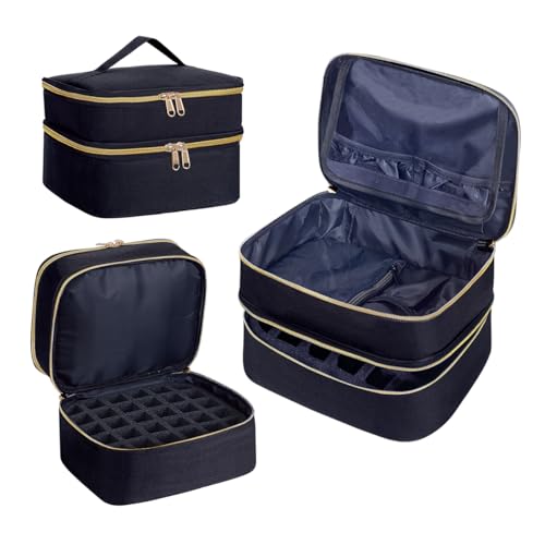 Nail Polish Organizer Bag Holds 30 Bottles Black Travel Storage Case