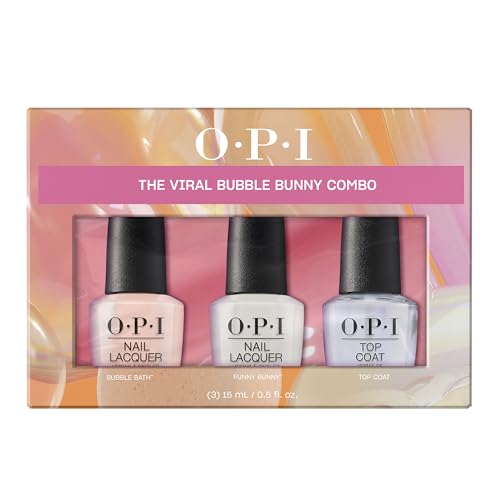 OPI Nail Lacquer Gift Set - 3PC Bubble Bath, Funny Bunny & Top Coat | Long-Lasting, Chip-Resistant, Vegan
