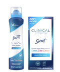 Secret Clinical Strength Antiperspirant Deodorant Bundle for Women, Stick & Spray, 72H Odor & Sweat Protection, Clear Gel & Dry Spray, 2.6 oz & 3.8 oz, Pack of 2