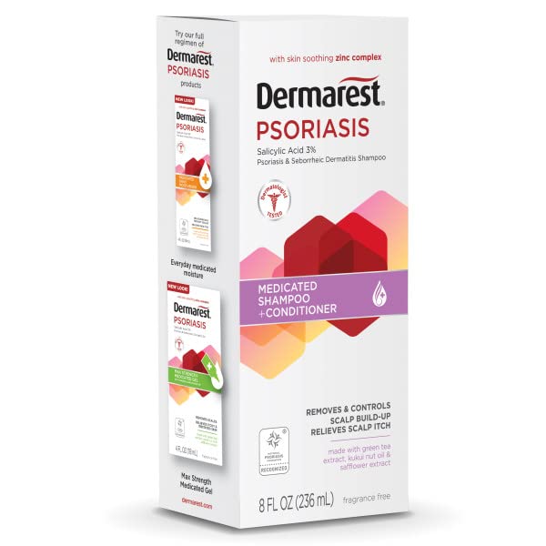 Medicated Psoriasis Shampoo & Conditioner Set - 8 fl oz (4 Pack) - Fragrance Free, Soothes & Relieves Scalp Symptoms