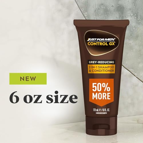 Just for Men Control GX Grey-Reducing 2-in-1 Shampoo & Conditioner - Pack of 2, 6 Fl Oz