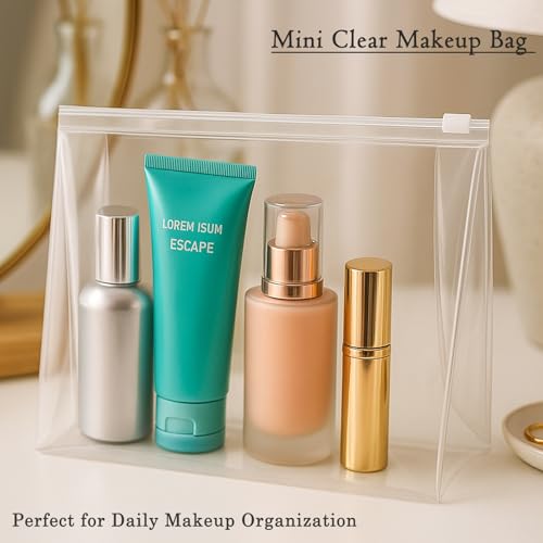 Transparent 5.9" Mini Clear Makeup Bags - 80 Pack Water-Resistant Cosmetic Pouches with Zipper, TSA Approved Travel Organizer