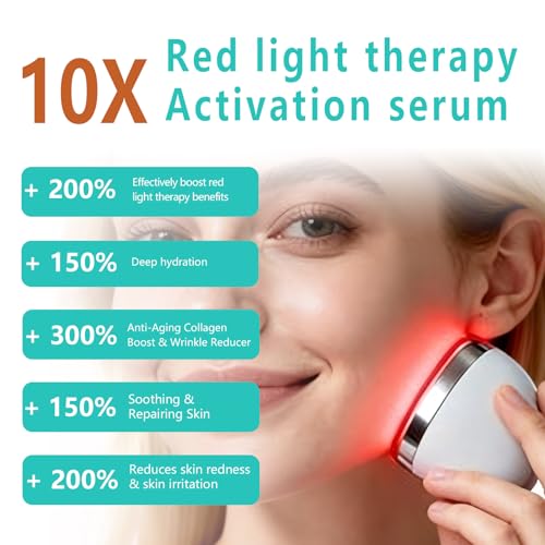 Red Light Therapy Activation Serum-Boost Collagen,Enhance LED Mask&Facial devices Effects by Red Light Therapy For face &neck, Anti-Aging Serum With Copper Tripeptide, Caffeine,Vitamin E, 1.01FLoz
